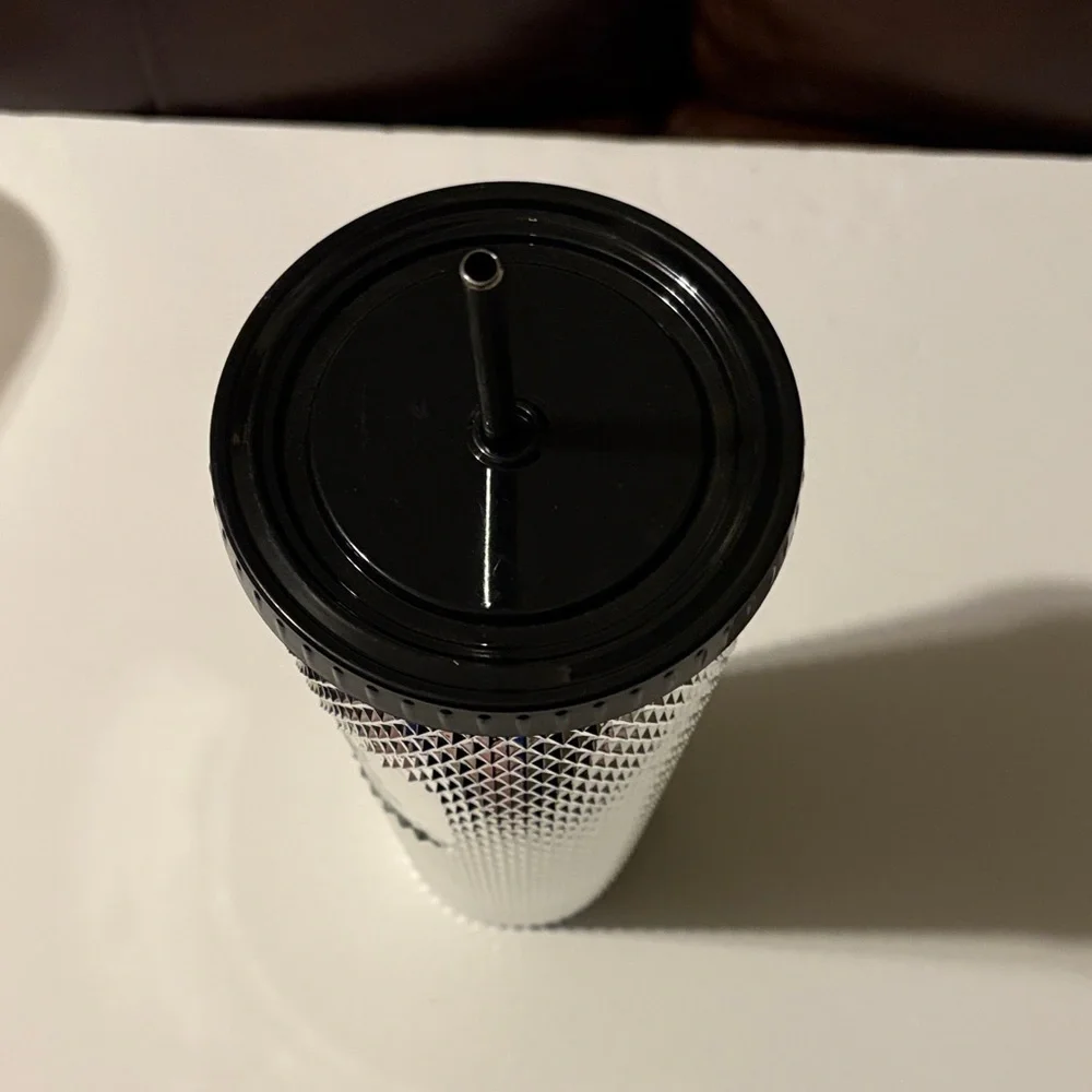 🆕 Disney-Starbucks Silver Studded Tumbler with Straw